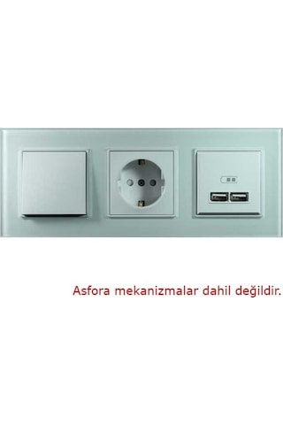 Arvehu Asfir Schneider Asfora Serisine Özel Üçlü Beyaz Plexiglas Anahtar Priz Çerçevesi