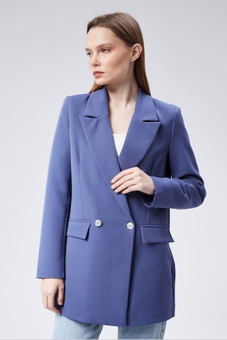 İndigo Oversize Dokuma Blazer Ceket Siyah