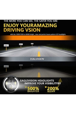 Maoyaya 7 Araba Motosiklet Drl İle Dönüş Led Far Siyah 1 Adet, Araba Ve Motosiklet İçin Siyah