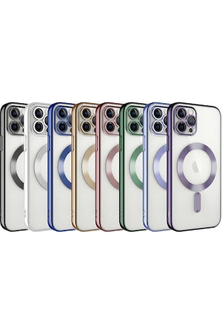 Apple Uyumlu iPhone 13 Pro Uyumlu Kamera Korumalı Magsafe Wireless Şarj Özellikli Tchs Demre Kılıf-sierra M Sierra Mavi -