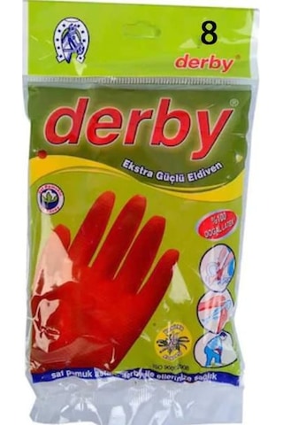 Derby Ekstra Güçlü Bulaşık Eldiveni Kırmızı No: 8 M