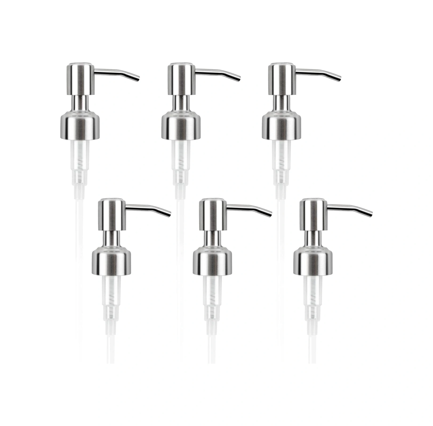 Yuntech01 6 Adet 304 Paslanmaz Çelik Sabun Dağıtıcı Pompası - 28/400 Standart Ağızlı Şişeler İçin - 7 İnçli 6 Adet Pipetli - Mutfak Ve Banyo Kullanıma Uygun Gümüş