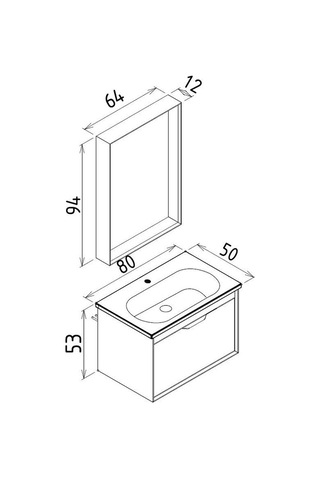 Orka Clay 80 Cm Mdf Sahra Banyo Dolabı Alt Modül Ve Lavabo Çok Renkli