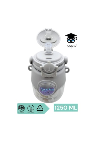 1250 Ml Polycarbon Okul Matarası Bpa İçermez Pipetli Kilitli Kapak Plastik Suluk Vagonlife Çok Renkli