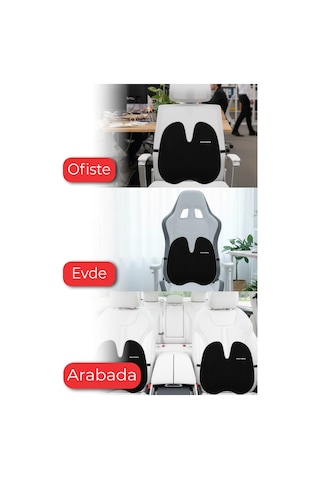 Viscofoam Ultralüks Ortopedik Bel Yastığı Ergonomik Bel Destek Minderi Ofis & Araç Uyumlu - Siyah