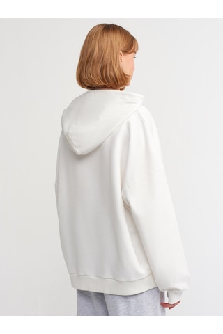 Dilvin 40142 Yıkama Efektli Sweatshirt-ekru Ekru