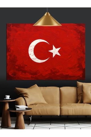 Türk Bayrağı Sade Tasarım Dekoratif Kanvas - Mdf Ahşap Tablo