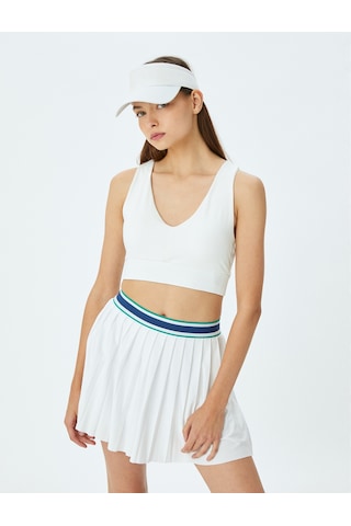 Koton U Yaka Kaplı Kolsuz Çapraz Sırt Detaylı Slim Fit Sporcu Sütyeni Ekru 5sak30019nk Ekru