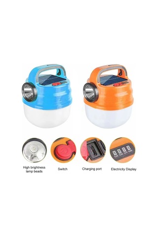 Youtek Güneş Enerjili Dışarıdaki Led Feneri 6 Işık Modu 1200mah Usb Şarjlı Sürdürülebilir Kamp, Bisiklet, Acil Durum Lambası Mavi Büyük Boy Mavi