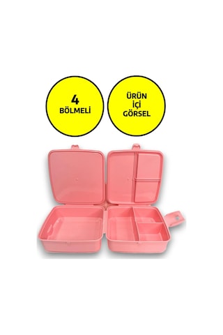 Premium Beslenme Kutusu 4 Bölmeli Little Princess Pembe Diğer