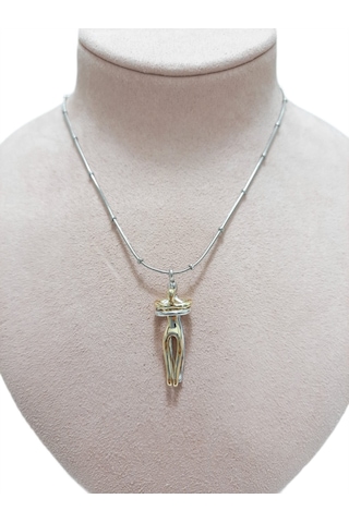 Çelik Kolye Sarılan Çift Kadın Erkek Figürlü Dorika Zincir 41 Cm Ayarlanabilir Altın Sarısı Gold Gold