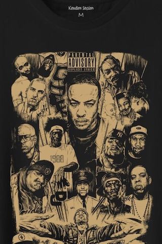 Rap Masters Hip Hop Ustalar Dre 2pac Eminem Biggie Snoop Dogg Baskılı Tişört Unisex T-shirt 001