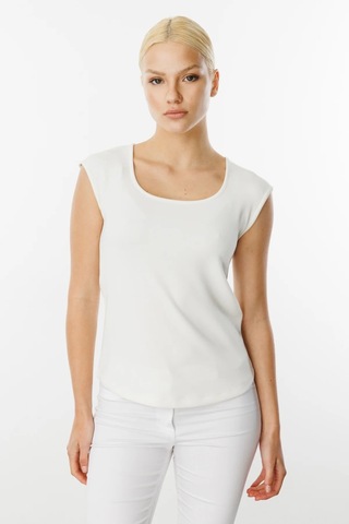 On Fashion U Yaka Kısa Kol Kadın T-shirt 25y.on.blz.51342.01 Ekru