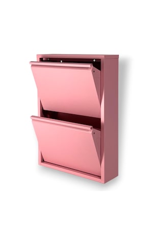 Gowoll 2 Raflı Metal Ayakkabılık Pembe Ayakkabı Rafı Metal Ayakkabı Dolabı