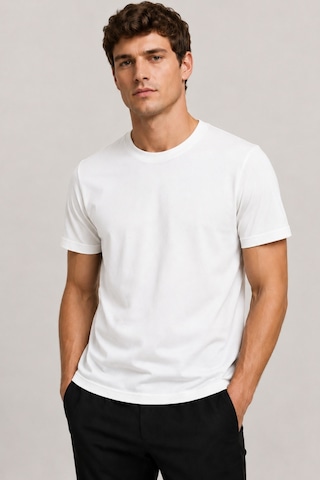 Bym Style Unisex Basic Beyaz Bisiklet Yaka Kısa Kollu Pamuklu Tişört