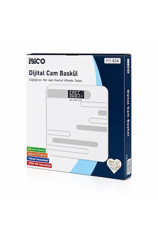 Dijital - Pilli Renkli Cam Banyo Baskül Terazi Tartı Lcd Ekran 180kg/50gr 26x26cm İ11-024