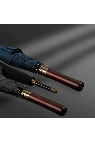 Newdaki Protokol Yağmur Şemsiyesi 130 Cm Taşıma Kılıflı 2 Kişilik Ahşap Düz Saplı 1. Kalite Şık Ve Dayanıklı Koyu Gri