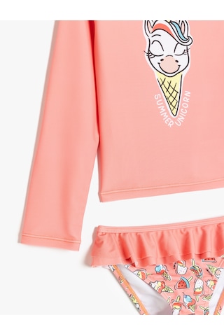 Koton Fırfır Detaylı Unicorn Baskılı Uzun Kollu Bikini Seti Pembe Desenli 5skg00025mm Pembe Desenli