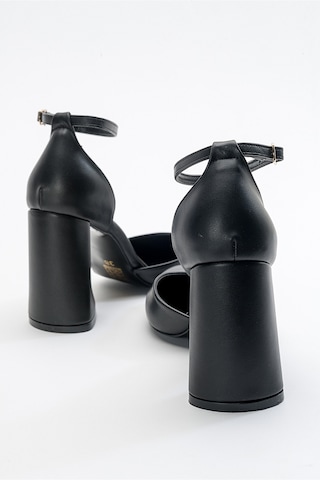 Luvishoes Oslo Siyah Cilt Kadın Topuklu Ayakkabı Sıyah Cılt