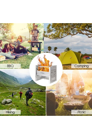 Tomshoo-dış Mekan Paslanmaz Çelik Izgara Ayarlanabilir Soba,y25384-t Gümüş