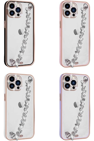 Apple Uyumlu iPhone 12 Pro Max Kılıf Taş Süslemeli Kamera Korumalı El Tutamaçlı Zore Blazer Kapak Lila