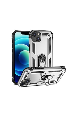 Apple Uyumlu iPhone 14 Plus Kılıf Tam Koruma Çift Katmanlı İbiza Sert Silikon Kapak Gri