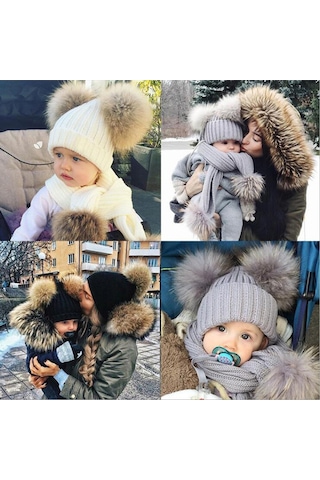 Geeksen Kış Çocukları İçin Yumuşak Akrilik Örgü Eşarp, Pom Pom Detaylı, Isınır Ve Şık, 110 Cm Uzunlukta Beyaz