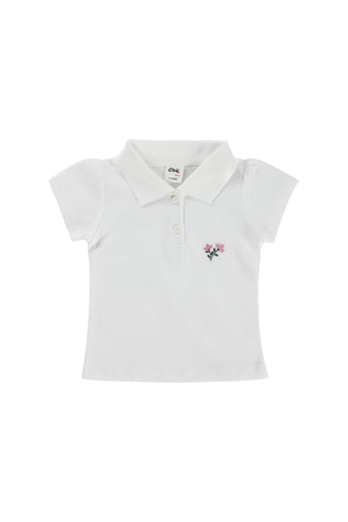 Civil Baby Çiçek Nakışlı Basic 6-18 Ay Tişört - Ekru