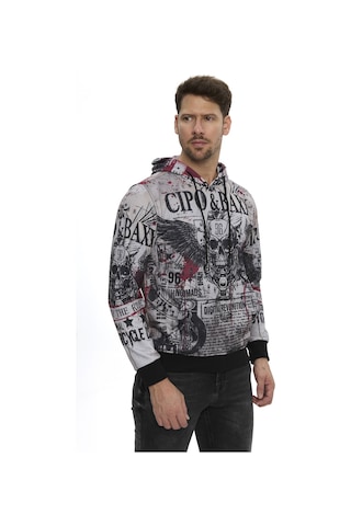 Cipo & Baxx Erkek Kapüşonlu Baskılı Regular Fit Sweatshirt Cl614 Grey