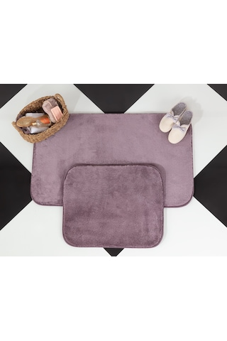 Madame Coco Carol 2'Li Banyo Paspası - Koyu Mürdüm - 60X100 + 50X60 Cm