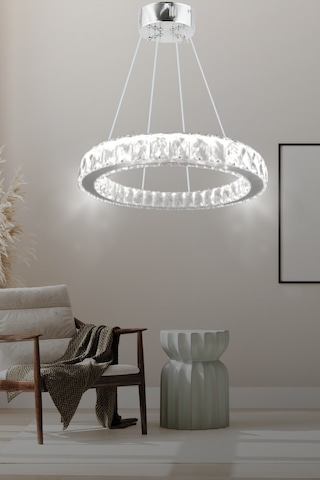 ZİLLA TEKLİ MODERN SARKIT KRİSTAL TAŞLI LED AVİZE - 3 RENK KUMANDALI-(Beyaz - Sarı - Gün Işığı)40 CM