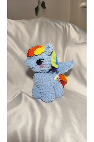 El Yapımı Tığ İşi My Little Pony Peluş Oyuncak Rainbow Dash 10094-lacivert 02 - Çok Renkli