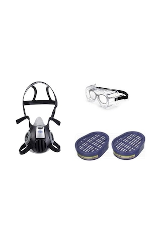 Yarım Yüz Maske 3300 Drager Abek Filtre Google Gözlük Univet 602.01 Set