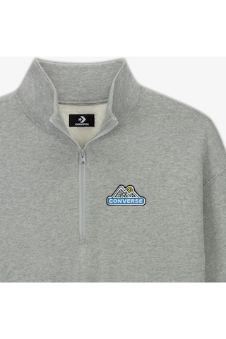 Converse Loose Fit Yarım Fermuarlı Erkek Gri Sweatshirt