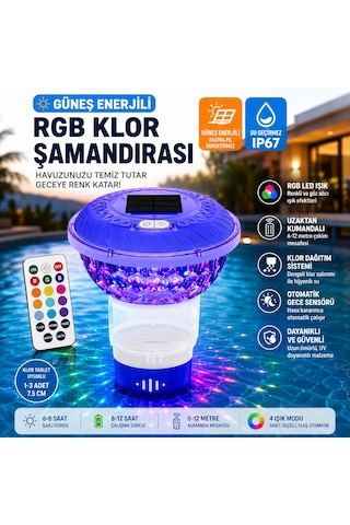 Hpytech Güneş Enerjili Rgb Led Havuz Klor Şamandırası Uzaktan Kumandalı Ip67 Su Geçirmez Otomatik Gece Sensörlü Solar Klor Dağıtıcı