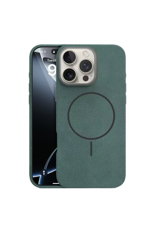 Piili Apple iPhone Uyumlu 15 Soft Aura Magsafe Kılıf Koyu Yeşil