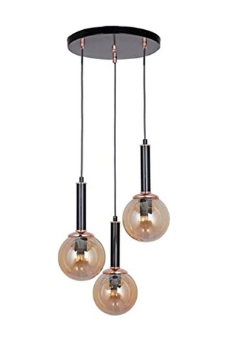Avize Jade 6 Li Özel Tasarım Modern Spor Siyah Camlı Glop Bal Camlı Salon - Mutfak - Yatak Odası Avize Çok Renkli
