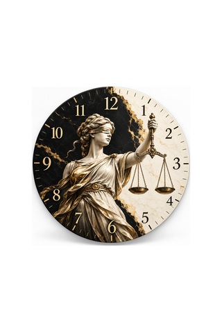 Adalet Temalı Duvar Saati 45 Cm Avukat Hakim Savcı Hukuk Ofisi Uv Baskı Sessiz Akar Mekanizma 904 Çok Renkli