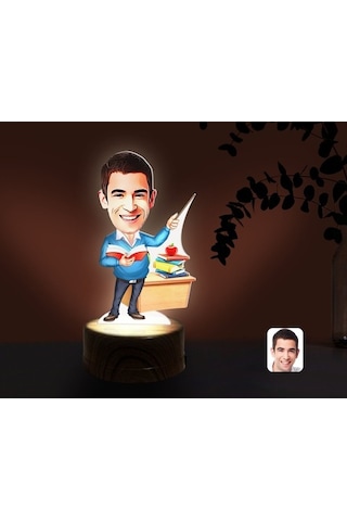 Kişiye Özel Erkek Sınıf Öğretmeni Karikatürlü Dekoratif 3D Biblo
