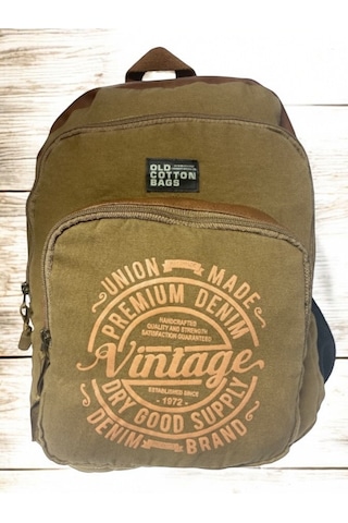 Kaliteli Siyah Vintage Salaş Baskılı Disayn Günlük Gezi Okul Sırt Çantası Revilla Bag 28x38cm Hardal Sarı