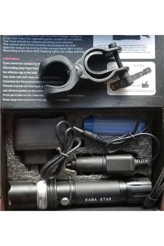 Km-110 Profesyonel Şarjlı El Feneri Ledli+flashlight+zoom Özellikli Aparatlı 6 Parça Full Set