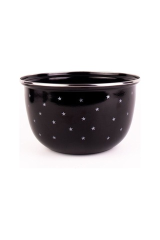 Star Emaye Yıldız Desenli Karıştırma Kabı 24cm - 4lt Ocakta-fırında Kullanılabilir Siyah - Gümüş