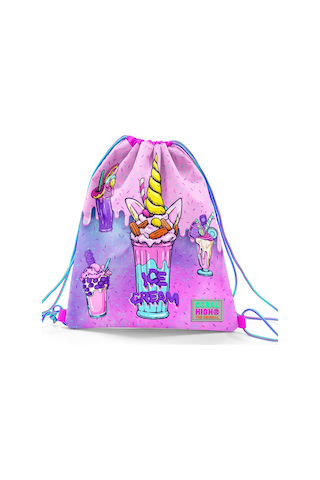 Coral High Kids Pembe Mor Milkshake Dondurma Desenli İpli Büzgülü Sırt Çantası 12644 Pembe - Mor