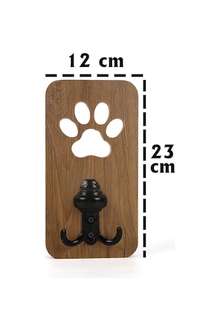 Dekoratif Ahşap Askılık Pati Şeklinde Duvara Monte Tekli Duvar Askısı 12x23 Cm Kahverengi-siyah