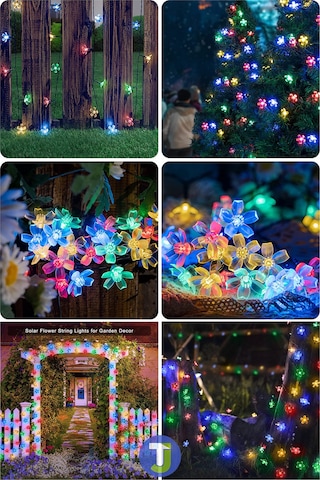 Technojet 50 Çiçekli Led Solar Rgb Bahçe Dekorasyon Güneş Enerjili Aydınlatma Modlu