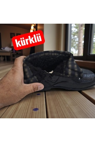 Fiyra Yaldır Siyah Renk İçi Kürklü Yumuşak Fermuarlı Plastik Bot
