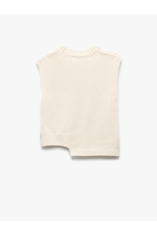 Koton Bisiklet Yaka Örgü Detaylı Basic Triko Süveter Bej 5skg90028ht Ekru