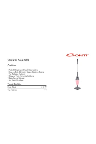 Conti CSC-207 Ares 2000 Trendy 210 W Elektrikli Dik Süpürge