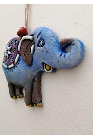 Özel Tasarım Semer Detaylı Seramik Fil Duvar Süsü