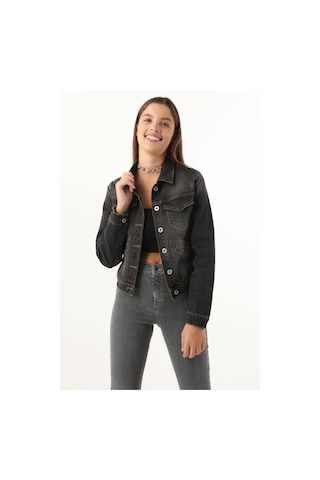 Kadın Cep Detaylı Slim Fit Jean Ceket Siyah 001